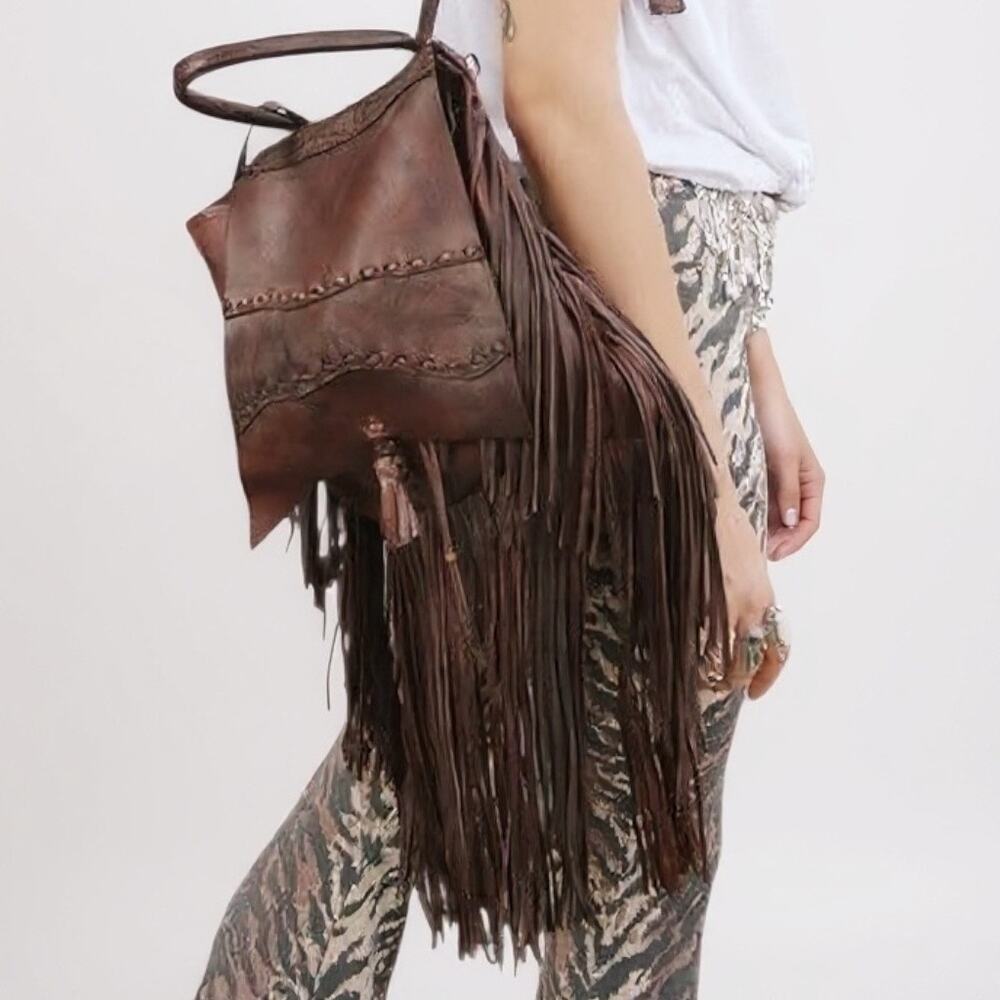 Brown Fringe Leather Backpack - Handcrafted Women’s Backpack
